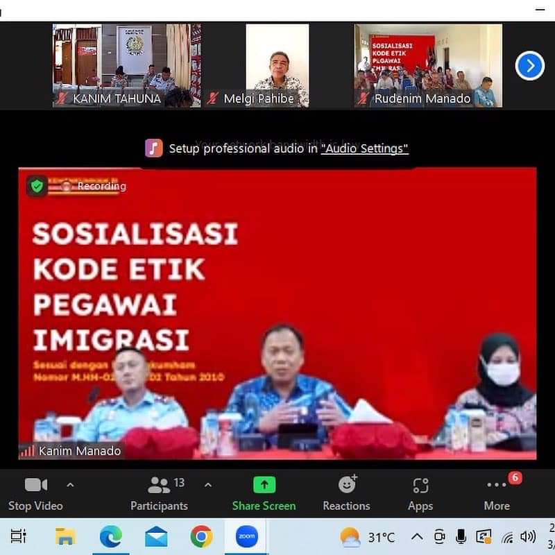 Imigrasi Tahuna Ikuti Sosialisasi Kode Etik Pegawai Imigrasi