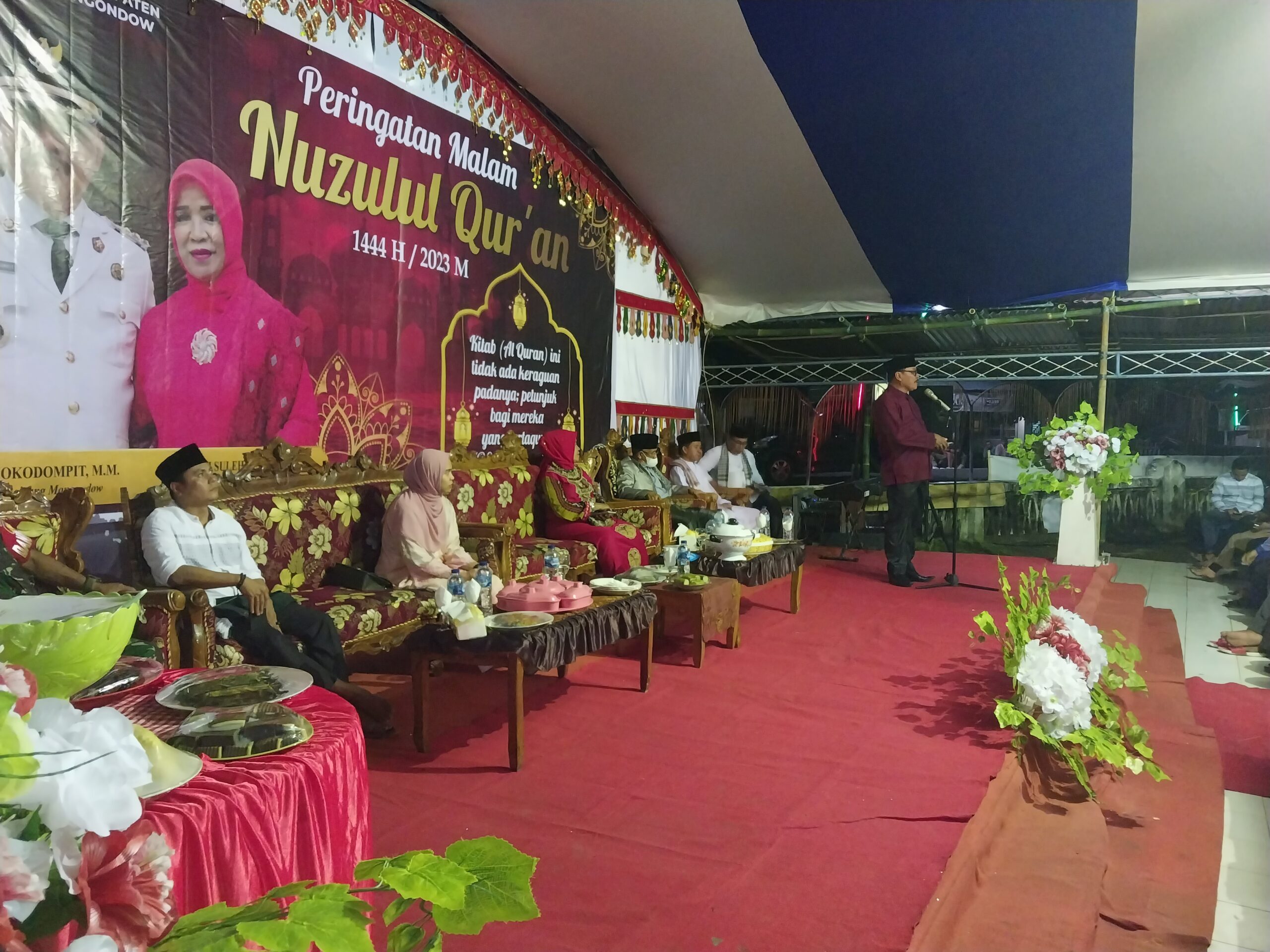 Penjabat Bupati Limi Mokodompit hadir dalam Peringatan Malam Nuzulul Qur’an di Desa Bumbung