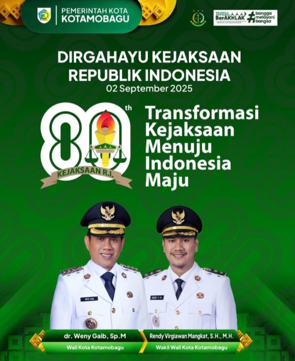 Pemkot Kotamobagu Sampaikan Selamat HUT ke 80 Kejaksaan Republik Indonesia